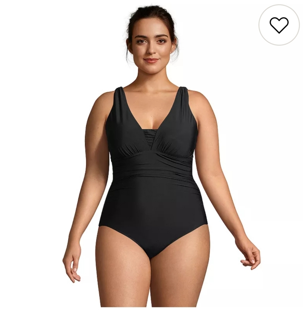 LANDS END Grecian Slender suit Tummy Control One Piece Swimsuit - Size 10 Long